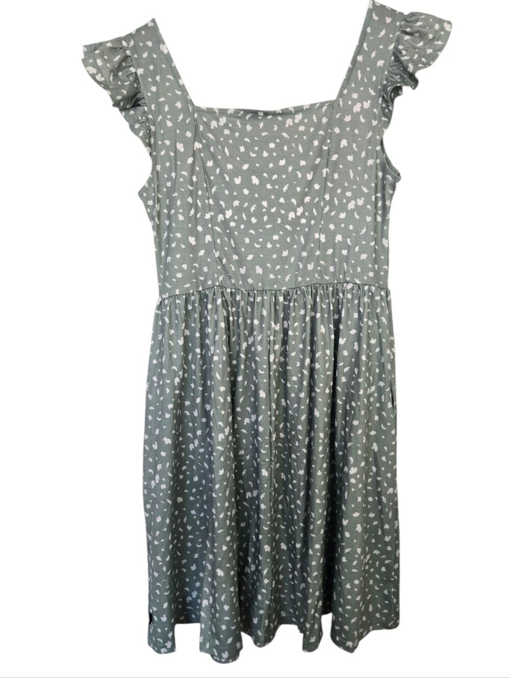 🌿 NWT Naggoo Sage Green Flutter Sleeve Mini Dress | Cottagecore | Pockets | Siz - Picture 4 of 6